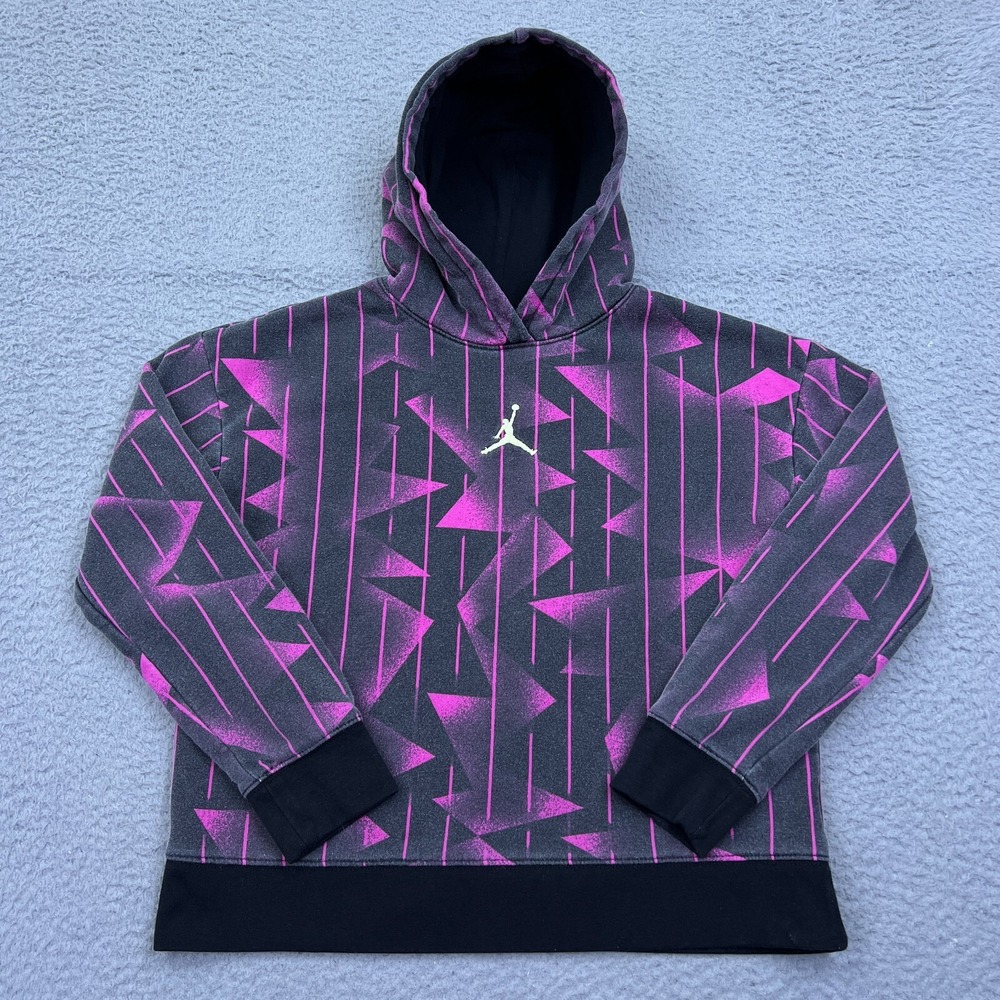 Jordan Essentials Printed Pullover Hoodie Kids‎ XL Black Geometric Sweatshirt